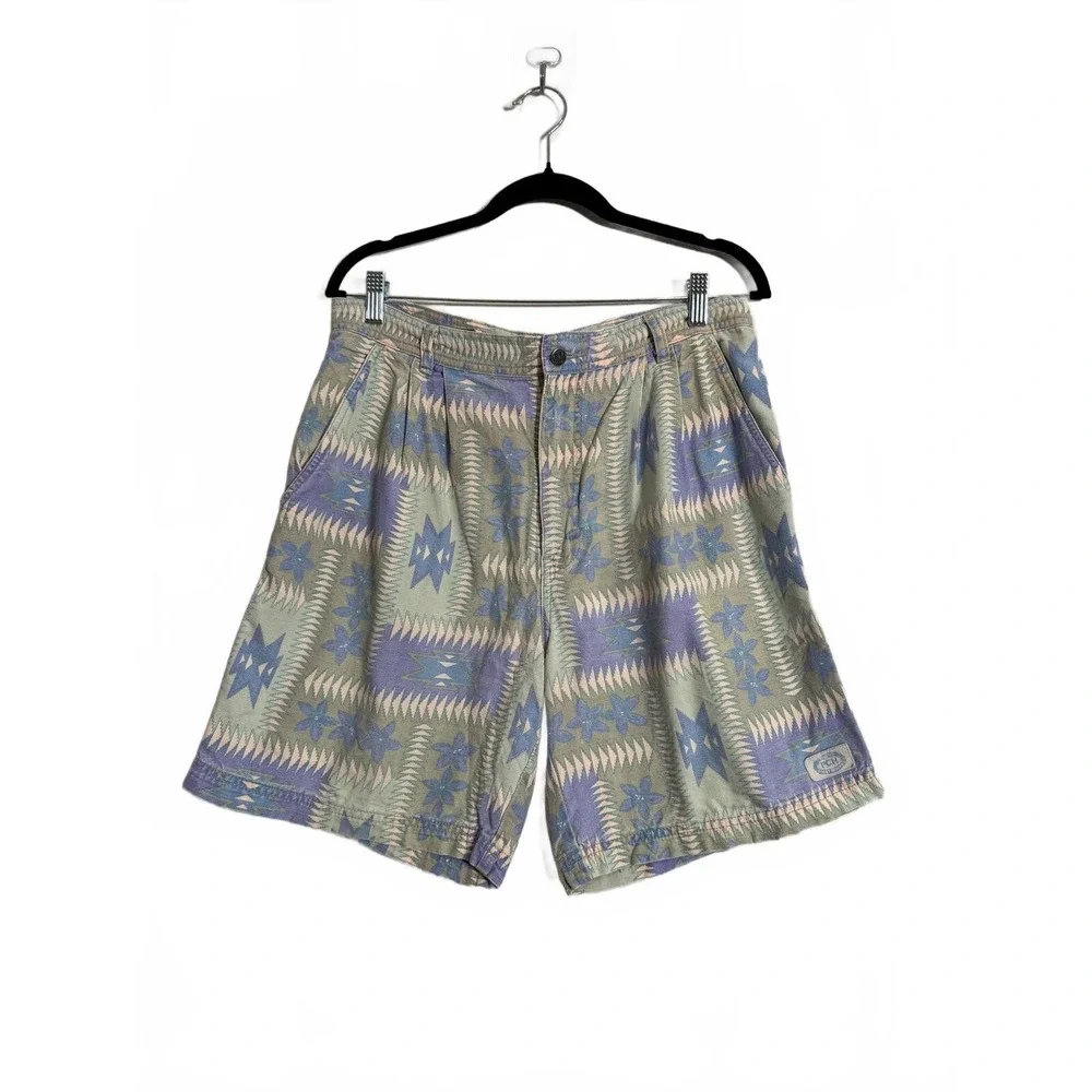 Vintage Retro Pleated Patterned Casual Shorts